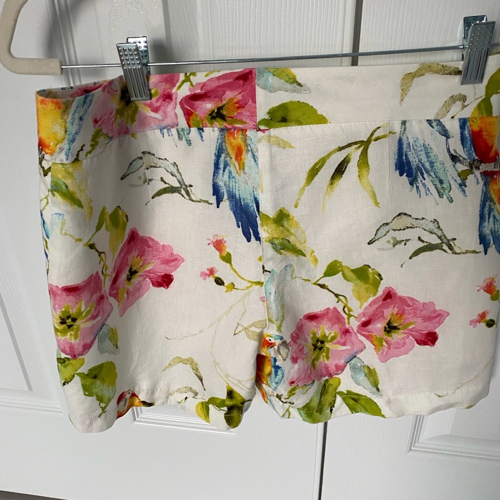 Tommy Bahama Womens Linen Shorts Size 2 Floral Print NWOT